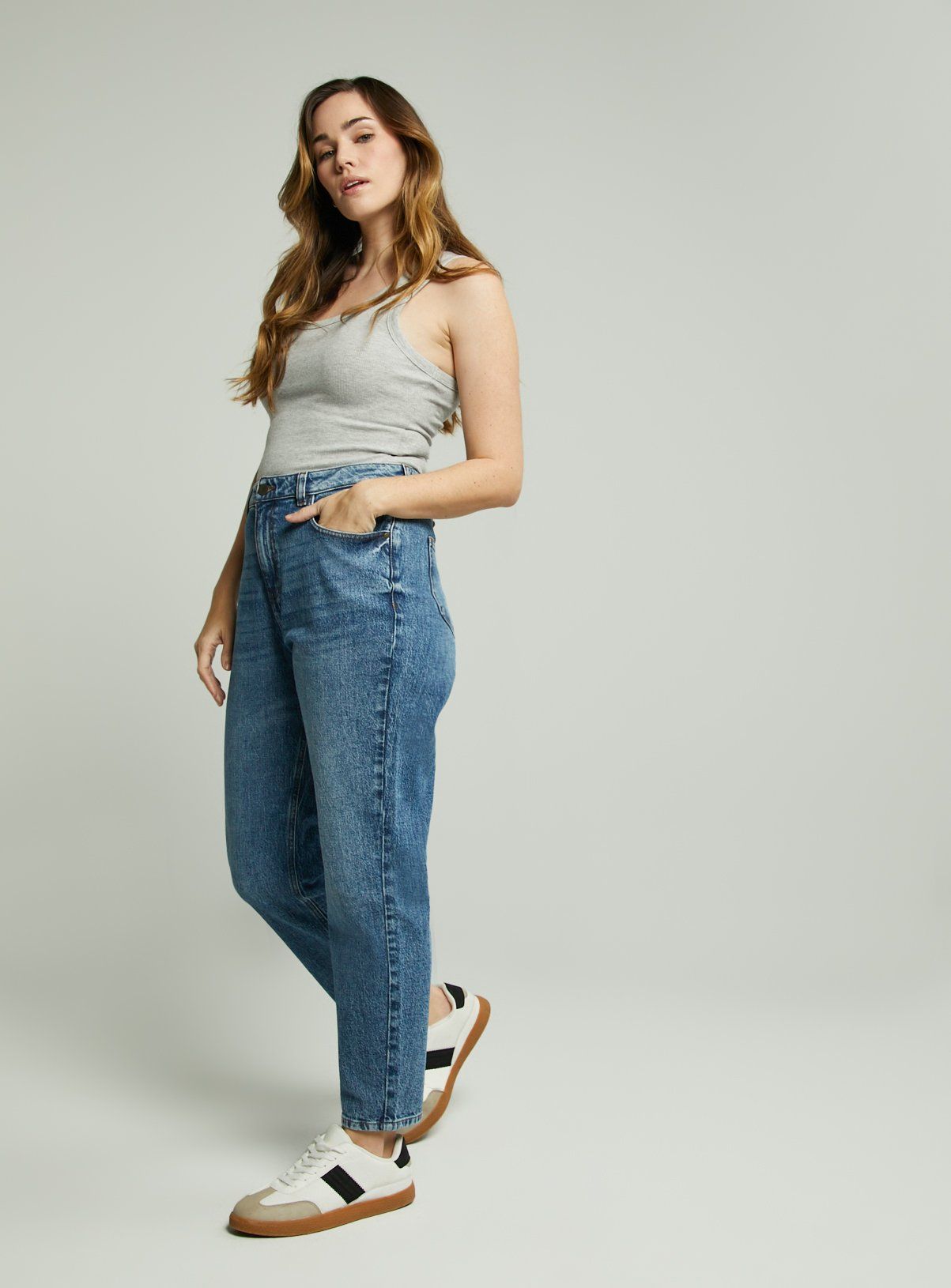 Mid blue cheap mom jeans